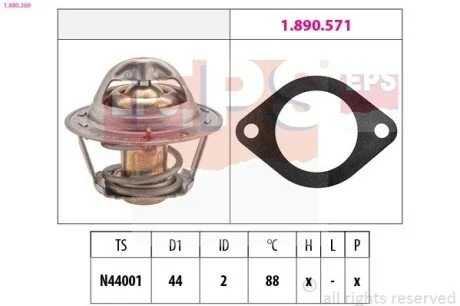 Термостат охлажд. Daewoo Matiz 0.8 98-//Nissan Cherry I, II, Micra I 1.0/1.2 09.70-07.92 EPS 1.880.369