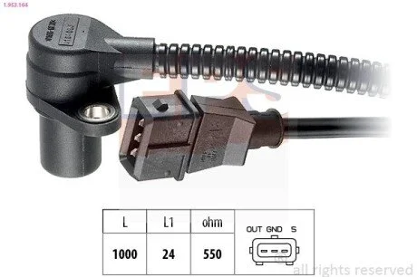 Фото 1 - датчик положения коленвала Opel Astra F, Omega B, Vectra A 1 EPS 1.953.164 Датчик положения коленвала Opel Astra F, Omega B, Vectra A 1 EPS 1.953.164 (фото 1)