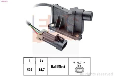 Датчик положения распред.вала Opel Astra F,GCorsa BTigraVectra B 1.4 16v/1.6 16V EPS 1.953.315