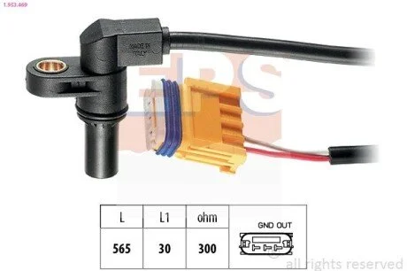 Датчик положення к/вала Cirtoen C3, C4, C5, C8 /Peugeot 307, 308, 407 /Renault Megane, Laguna 1.6-1.8-1.9 96- EPS 1.953.469