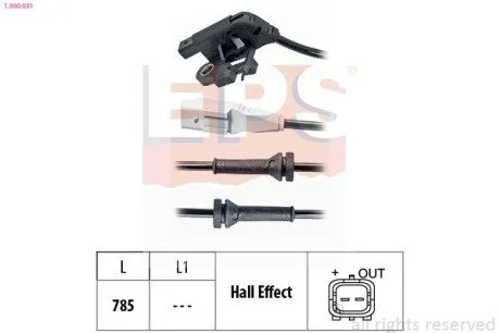 CITROEN Датчик ABS пер. PEUGEOT 307, Citroen C4 EPS 1.960.031