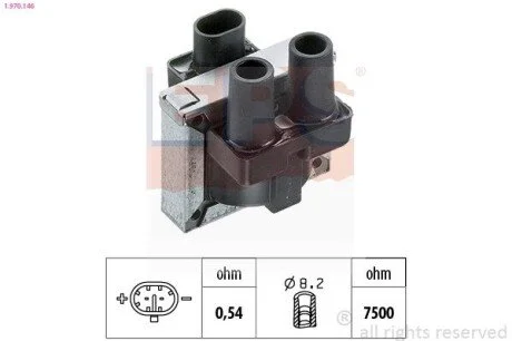 FIAT Катушка зажигания Alfa Romeo 33,Doblo,Palio,Punto,Tempra,Tipo 1.1/2.0 91- EPS 1.970.146