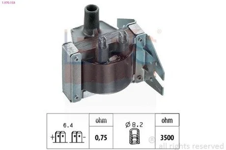 FIAT Катушка зажигания Fiorino 1.1/1.3 -94. EPS 1.970.158