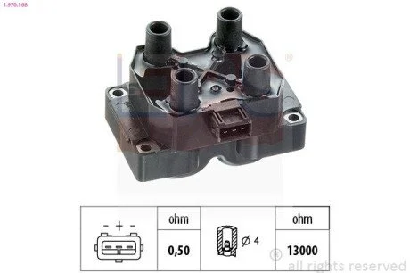 FIAT Катушка зажигания Bravo,Croma,Fiorino,Tempra,Alfa Romeo,Lancia EPS 1.970.168