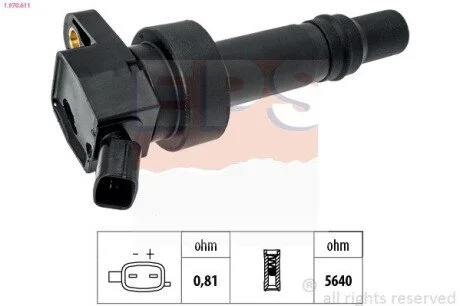 Фото 1 - котушка запалювання Hyundai Tucson 1.6GDI 15-/i30 1.6GDI 12-/Kia Ceed 1.6GDI 11- EPS 1.970.611 Котушка запалювання Hyundai Tucson 1.6GDI 15-/i30 1.6GDI 12-/Kia Ceed 1.6GDI 11- EPS 1.970.611 (фото 1)