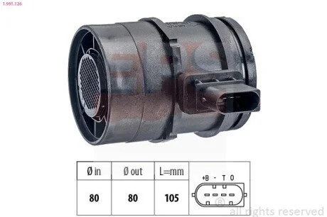 Воздухомер BMW 1 E81/3 E90/ DB Vito, Viano 2.0d/3.0d 09.03- EPS 1.991.126