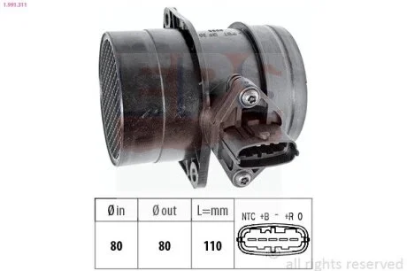 Фото 1 - ford витратомір повітря mondeo 1.8 03-07, jeep grand cherokee 2.7 01-05 EPS 1.991.311 FORD Витратомір повітря MONDEO 1.8 03-07, JEEP GRAND CHEROKEE 2.7 01-05 EPS 1.991.311 (фото 1)