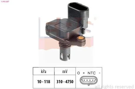 LANDROVER Датчик давления во впускном коллекторе Freelander 1.8/2.5 -06 EPS 1.993.087