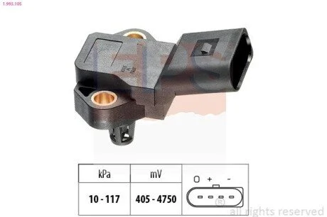 Фото 1 - vw датчик тиску bora 1.6 02-05 EPS 1.993.105 VW Датчик тиску BORA 1.6 02-05 EPS 1.993.105 (фото 1)