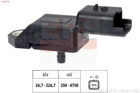 Датчик вакууму Citroën C3 II 1.4 Hdi 09- C5 (Rc_, Rd_) 2.2 Hdi// Ford FiestaVII 1.4 Tdci 10- / Peugeot 407 (6D_) 2.2 Hdi 06- EPS 1.993.134