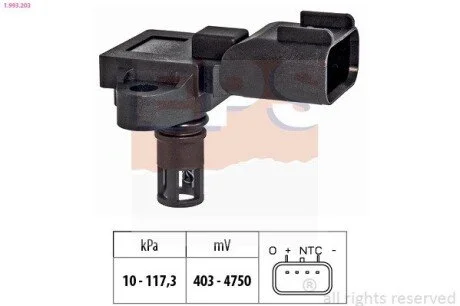 Датчик тиску впускного колектору Ford B-Max 1.4/1.4LPG 12-/Fiesta VI 1.4/1.4LPG 08- EPS 1.993.203