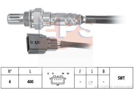 Лямбда-зонд (4 кон..) Dacia Logan 1.0 16-/Nissan Micra 1.0/1.2 11-/Qashqai 2.0 14-/X-Trail 2.0 14-/Renault Clio 1.0 19- EPS 1.998.225 (фото 1)