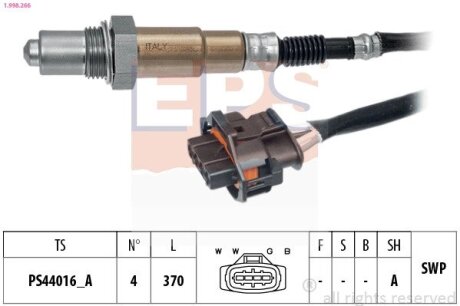 CHEVROLET Лямбда-зонд CAPTIVA (C100, C140) 3.2 4WD 06-, OPEL ASTRA H 1.6 07-10, CORSA D 1.6 07-14 EPS 1.998.266