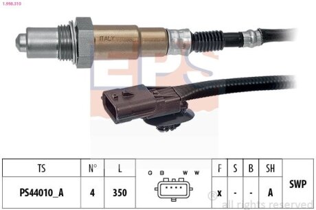 RENAULT Лямбда-зонд GRAND SCENIC III 1.2/1.4 12-, MEGANE III Grandtour 1.2-2.0 13-, NISSAN QASHQAI II Джип 1.2 13- EPS 1.998.310