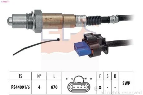 Лямбда-зонд (4 кон..) Ford Fiesta VII 1.1Ti-VCT 17-/Focus IV 1.5Ti-VCT 18- EPS 1.998.511