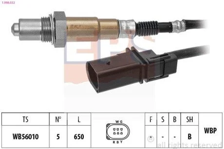 Лямбда-зонд Audi Q3 2.0TDI 14- /Skoda Karoq 1.6TDI/2.0TDI 17-/Octavia 1.6TDI/2.0TDI 04-20 /VW Caddy 2.0TDI 15-/Passat B7/B8 1.6TDI/2.0TDI EPS 1.998.552