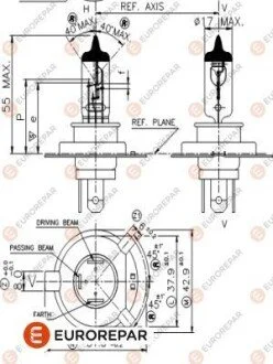 Автолампочка H4 12V-60/55W Eurorepar 1616431180