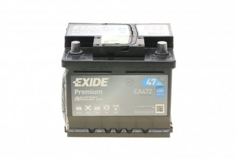 Аккумулятор premium 12v 47ah 450a EXIDE EA472
