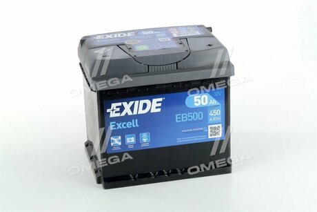 АКБ 6СТ-50 R+ (пт450) (необслуж) EXCELL EXIDE EB500 (фото 1)