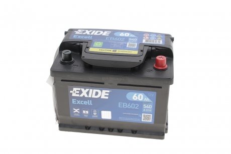 АКБ 6СТ-60 R+ (пт540) (необслуж) (низкий) EXCELL EXIDE EB602