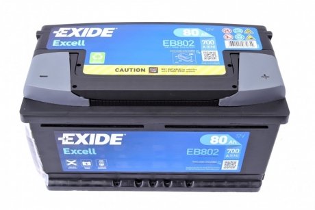 АКБ 6СТ-80 R+ (пт700) (необслуж)(315х175х175) EXCELL EXIDE EB802 (фото 1)