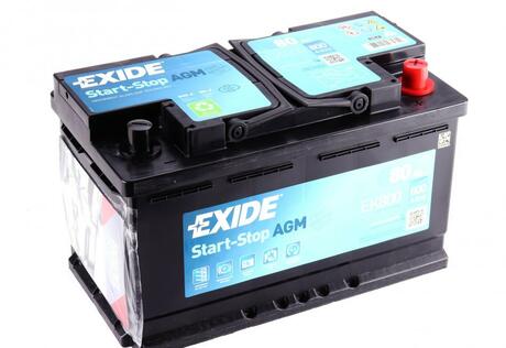 АКБ 6СТ-80 R+ (пт800) (необслуж) AGM (Start/Stop) EXIDE EK800