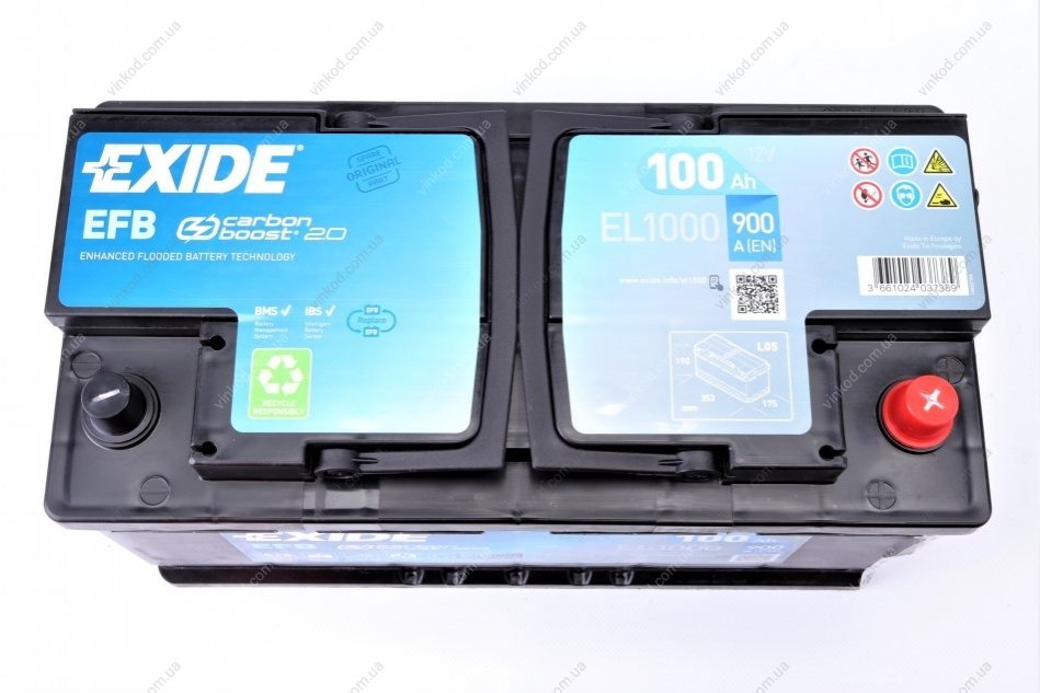 Exide EL1000 Start-Stop EFB 12V 100 Ah 900A car battery