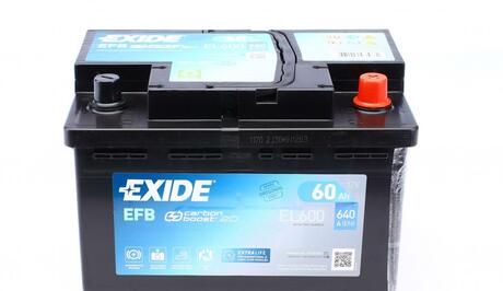 АКБ 6СТ-60 R+ (пт640) (необслуж) EFB (Start/Stop) EXIDE EL600