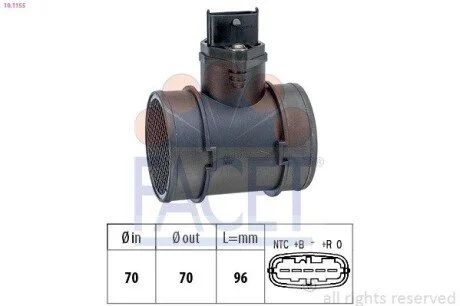 Расходомер воздуха (5 конт.) Combo 1.7Di/DTi 01- (48/55kw) FACET 10.1155