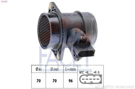 Расходомер воздуха (5 конт.) VW T5/Golf IV 1.6-4.2 95-15 FACET 10.1221
