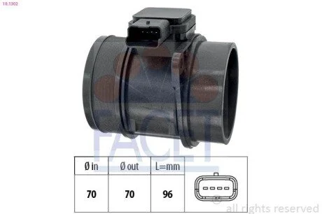 Расходомер воздуха 2.0HDi (100kw) Citroen C4 07-/Peugeot 307 04- FACET 10.1302