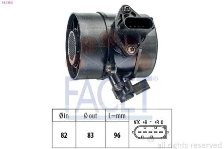 Расходомер воздуха MERCEDES C,E-class (W203/W204/W211 2.1-3.2CDI 02-10 FACET 10.1354