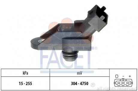 Датчик давления наддува Opel Astra G/Omega/Vectra B/Zafira A 1.7-2.2 96-05 (10.3 FACET 10.3014