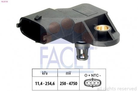 Датчик давления наддува (4 конт.) FIAT DUCATO/IVECO DAILY III 2.3D/2.8D 99- FACET 10.3110