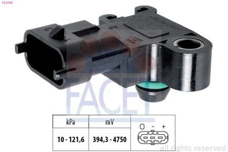 Датчик давления воздуха Chevrolet Aveo / Opel Astra/Corsa 1.0-1.8 i/Turbo 06-> FACET 10.3195