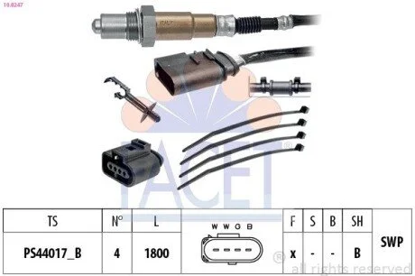 Лямбда-зонд Audi A4/A6/ Skoda Octavia/ VW Bora/Golf/Passat 1.0-6.0 94-10 FACET 10.8247