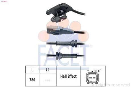 Датчик ABS FACET 210032
