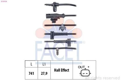 Датчик ABS передній Ford Courier 14-> FACET 21.0124