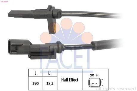 Датчик ABS передній Ford Transit (13-), Transit Custom (12-) FACET 210264