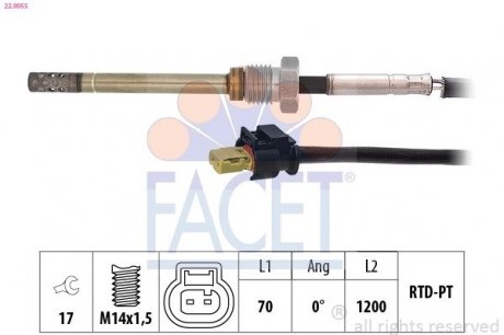 Датчик температури відпрацьованих газів MB Sprinter (906) 2.1D-3.2D 03- FACET 22.0055