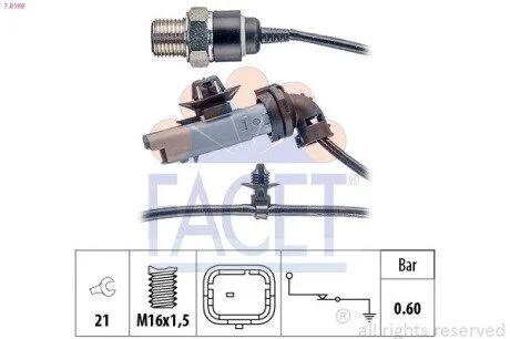 Датчик давления масла (0,5bar/1 конт./серый) Berlingo/Partner/C4/308 09- 1.6HDi FACET 7.0199