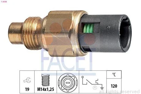 Датчик температуры (указатель/120°C) RENAULT 19 88-95/KANGOO 97-08 1.4i/TRAFIC 89-97 2.2 FACET 7.4048
