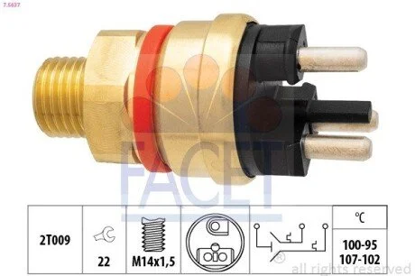 Датчик вмикання вентилятора Mercedes Benz W124/201 M102/OM601 82-> FACET 7.5637