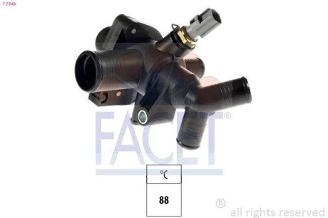 Термостат (с корпусом + датчик) Ford Transit (88 C) (13-) 2.2 TDCi (7.7948) Face FACET 77948 (фото 1)
