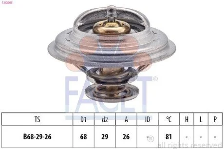 Термостат Renault Trafic/ VW Golf 2.1-2.3 D/TD/i 80- (82 C) FACET 7.8250S