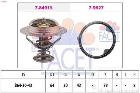Термостат системи охолодження FACET 78491