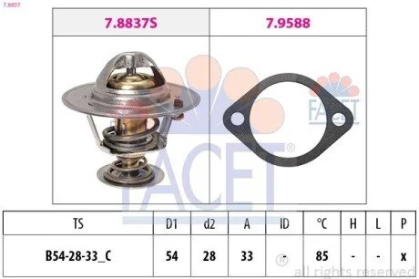 Термостат системи охолодження FACET 78837