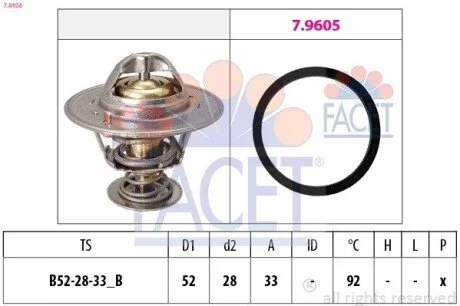 Термостат Ford Connect 1.0 EcoBoost 13-> FACET 7.8928