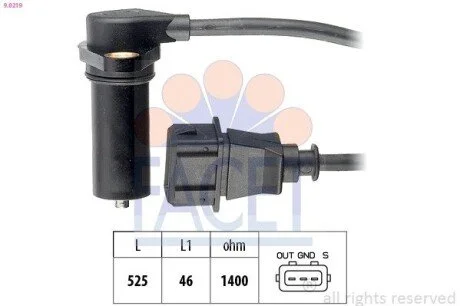 Датчик положения коленвала Audi A3 / Skoda Octavia / VW Bora/Golf/Polo 1.9 TDI 96-> FACET 9.0219