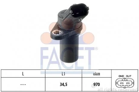 Датчик колінвалу Opel ASTRA G/H/H GTC, COMBO, CORSA B/C/D 1.0-1.4LPG 96- FACET 9.0235 (фото 1)